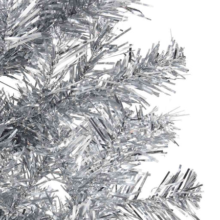kunstigt halvt juletræ med juletræsfod 180 cm smalt sølvfarvet