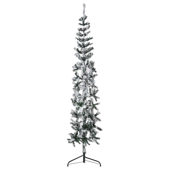 kunstigt halvt juletræ med sne 210 cm smalt