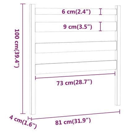 sengegærde 81x4x100 cm massivt fyrretræ sort