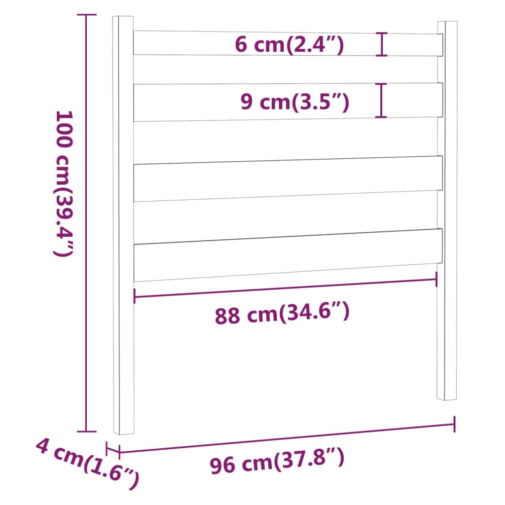 sengegærde 96x4x100 cm massivt fyrretræ grå