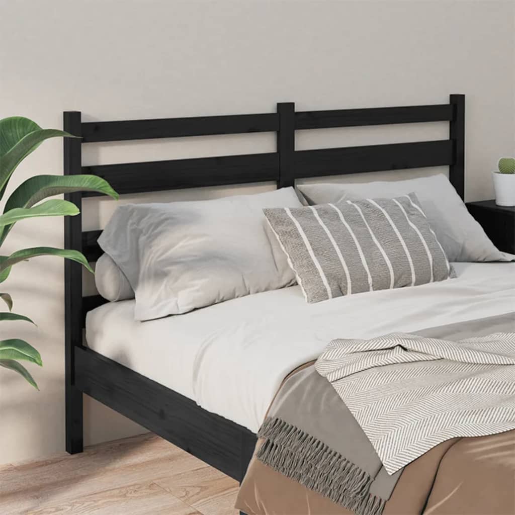 sengegærde 186x4x100 cm massivt fyrretræ sort