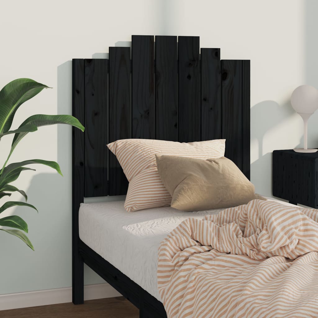 sengegærde 81x4x110 cm massivt fyrretræ sort
