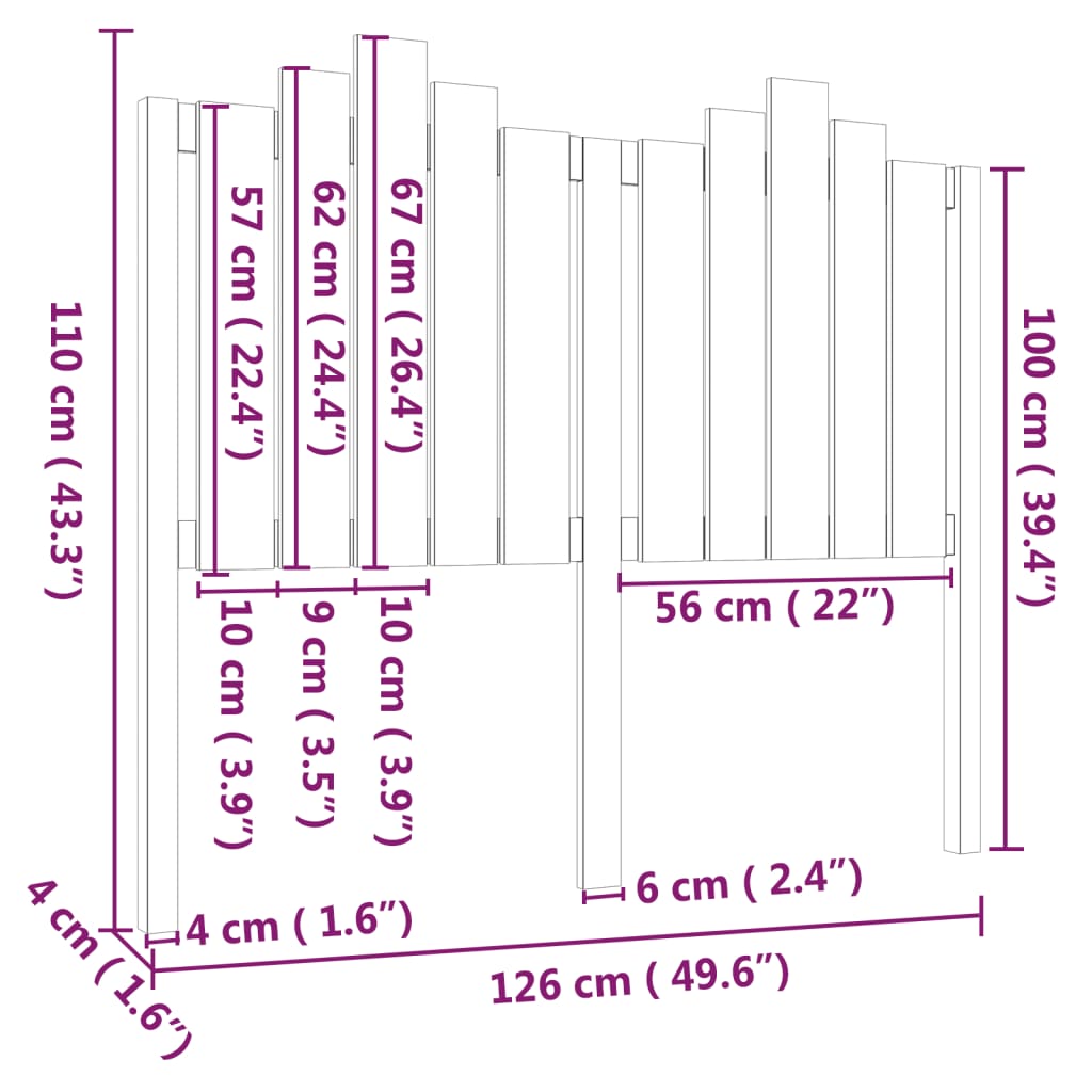 sengegærde 126x4x110 cm massivt fyrretræ grå