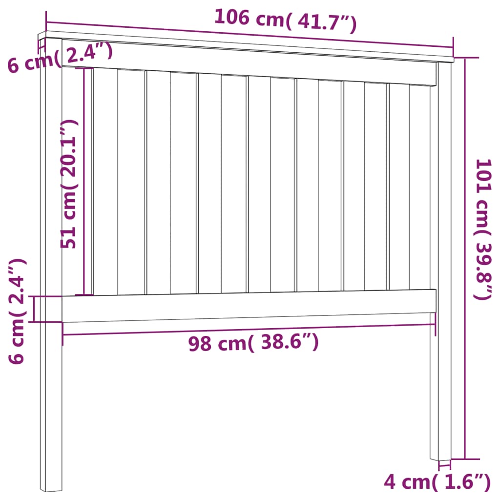 sengegærde 106x6x101 cm massivt fyrretræ