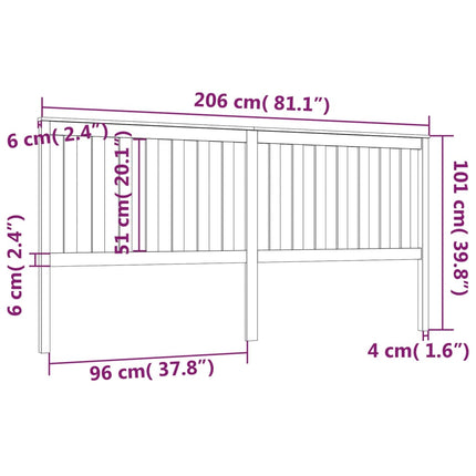 sengegærde 206x6x101 cm massivt fyrretræ sort