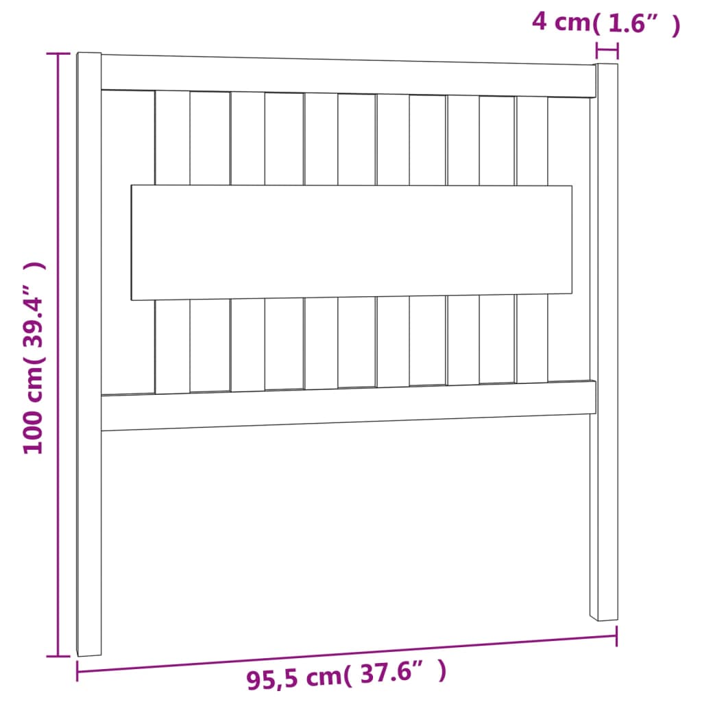 sengegærde 95,5x4x100 cm massivt fyrretræ hvid