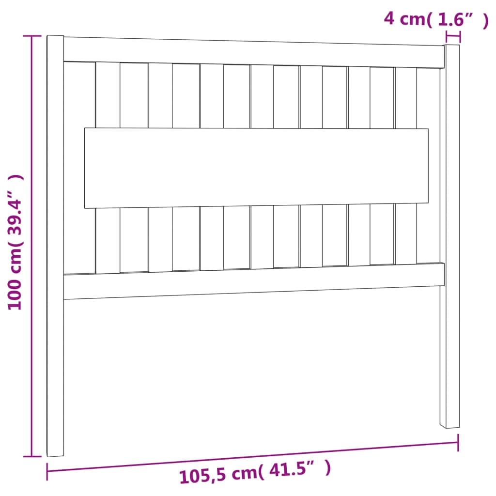 sengegærde 105,5x4x100 cm massivt fyrretræ grå