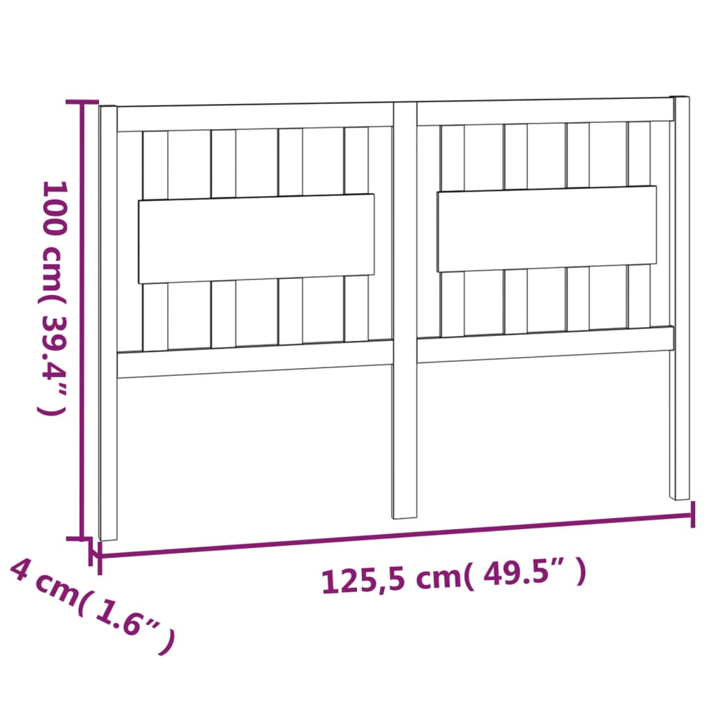 sengegærde 125,5x4x100 cm massivt fyrretræ sort