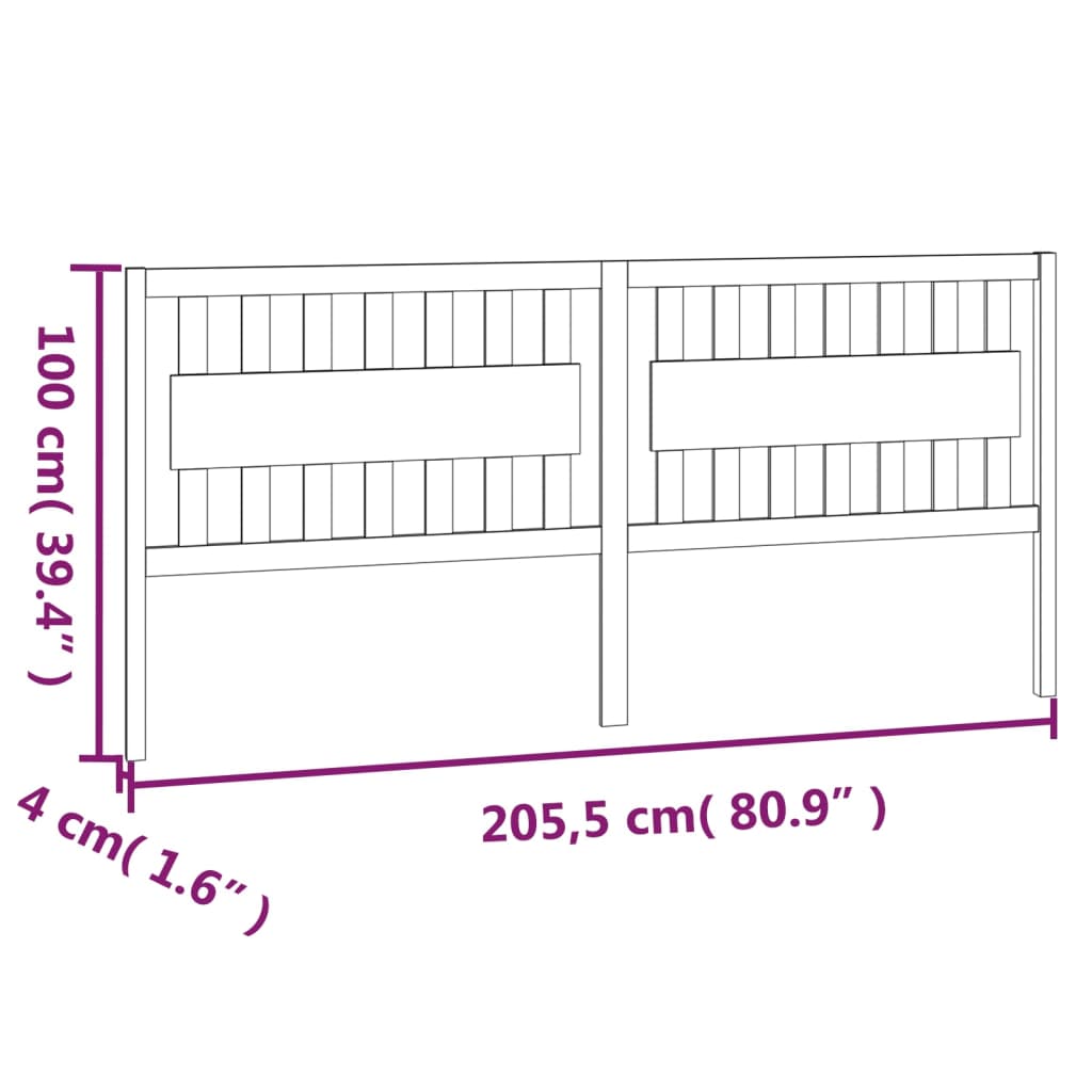 sengegærde 205,5x4x100 cm massivt fyrretræ sort
