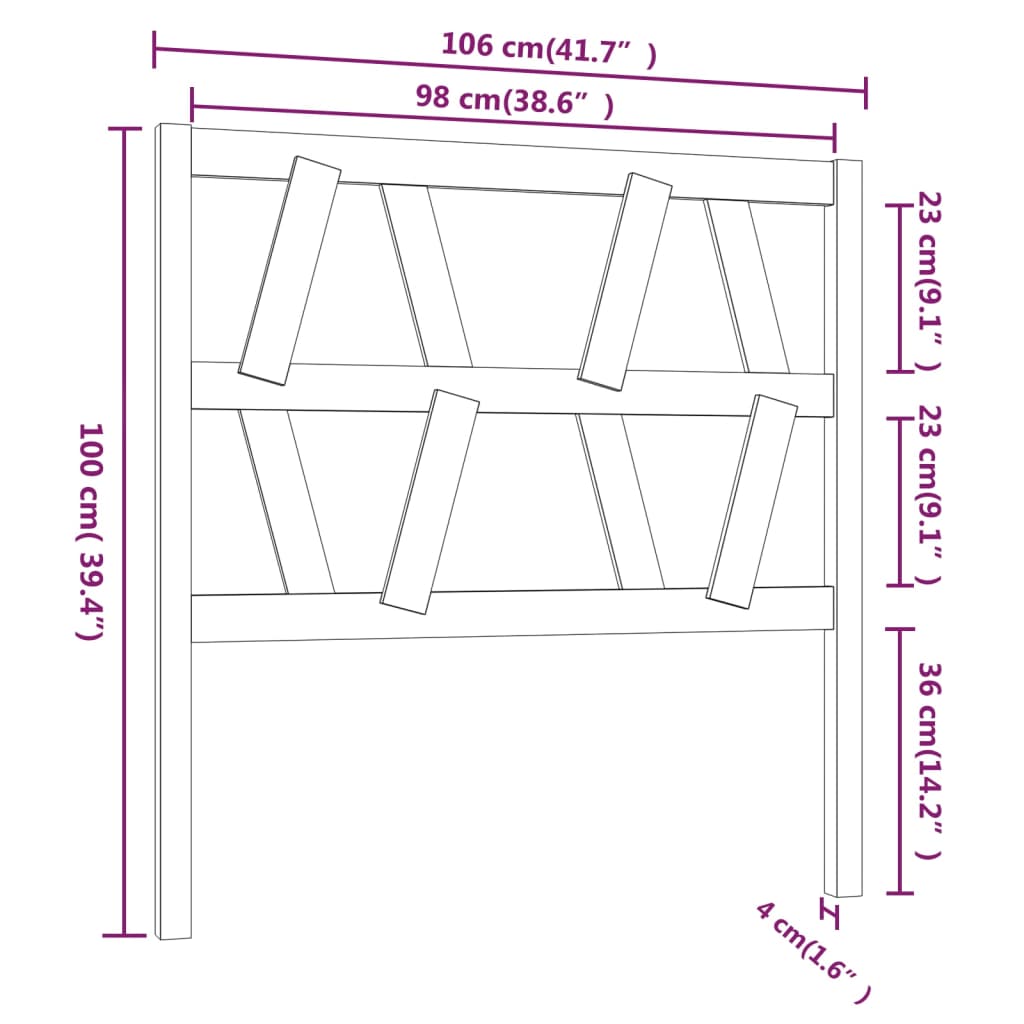sengegærde 106x4x100 cm massivt fyrretræ grå