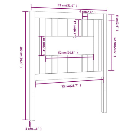 sengegærde 81x4x100 cm massivt fyrretræ sort