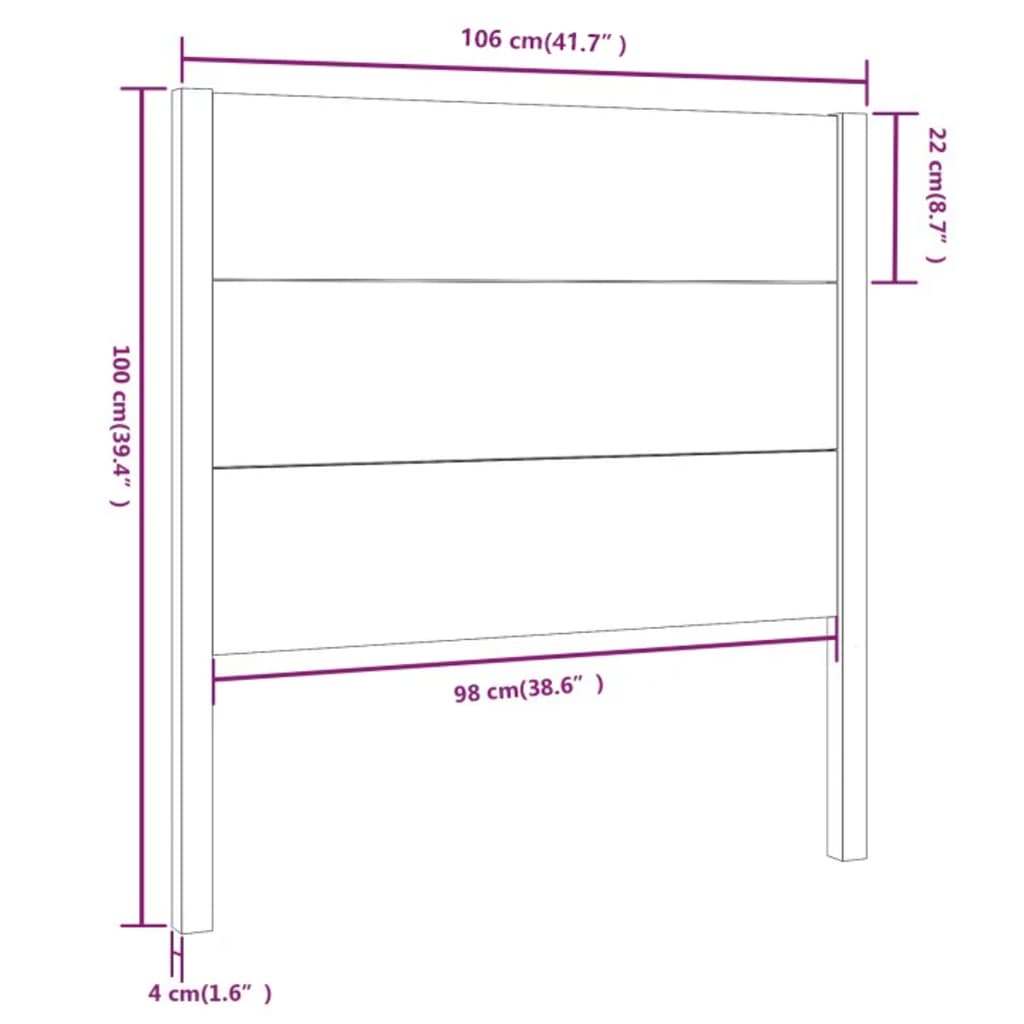 sengegærde 106x4x100 cm massivt fyrretræ