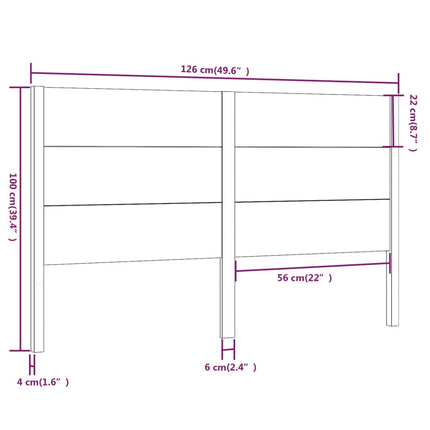 sengegærde 126x4x100 cm massivt fyrretræ sort