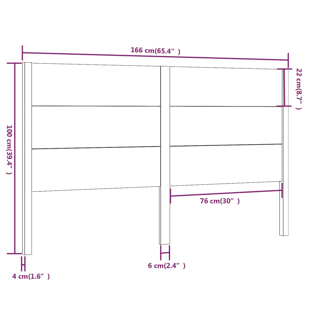 sengegærde 166x4x100 cm massivt fyrretræ