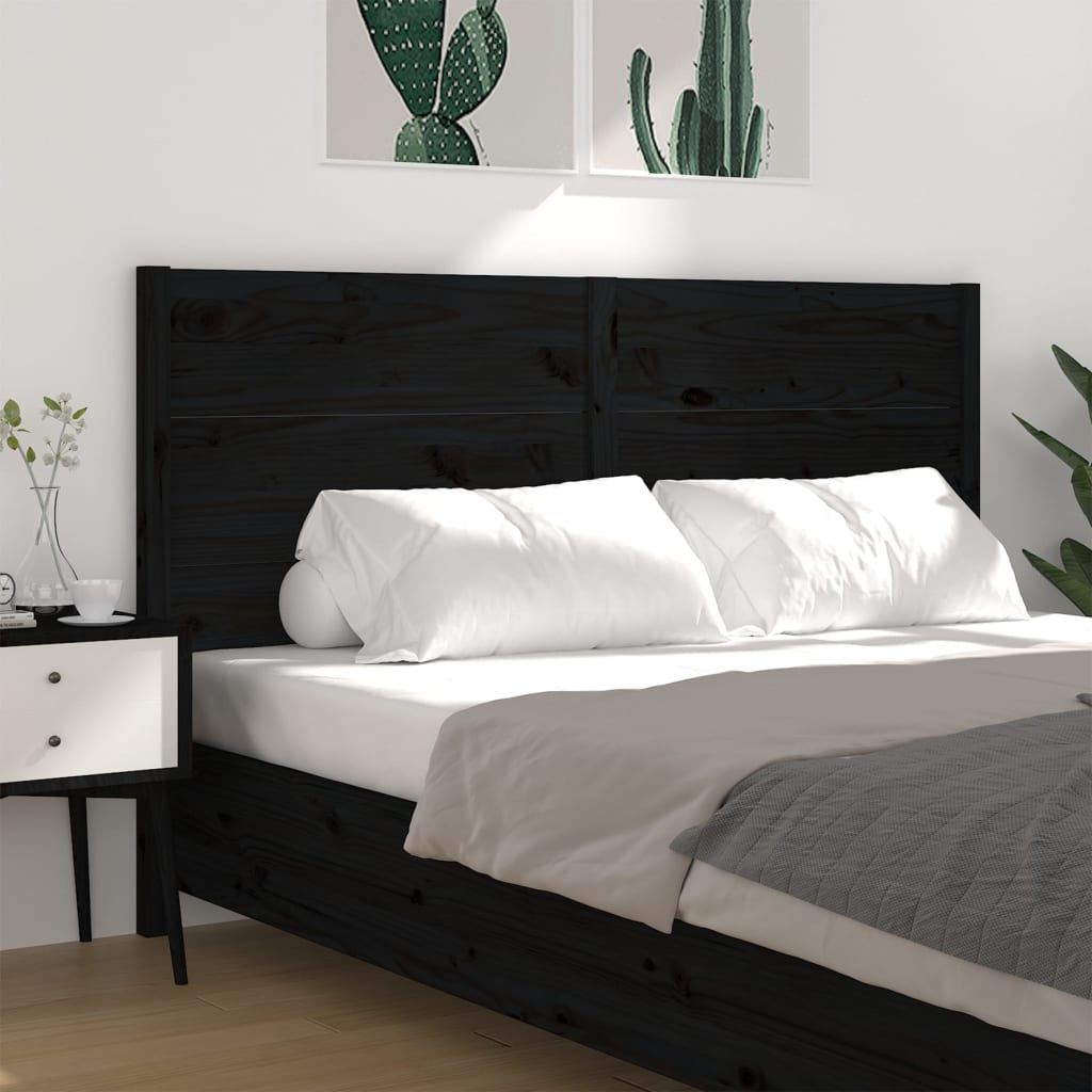 sengegærde 206x4x100 cm massivt fyrretræ sort