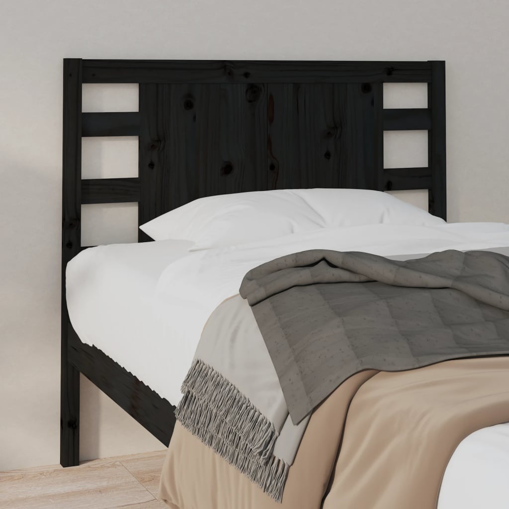 sengegærde 81x4x100 cm massivt fyrretræ sort