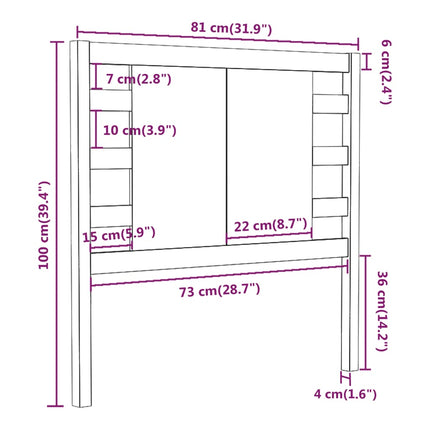 sengegærde 81x4x100 cm massivt fyrretræ sort