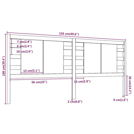 sengegærde 126x4x100 cm massivt fyrretræ sort