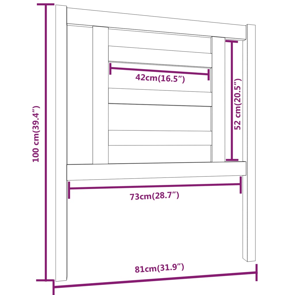 sengegærde 81x4x100 cm massivt fyrretræ grå