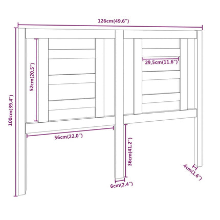 sengegærde 126x4x100 cm massivt fyrretræ hvid