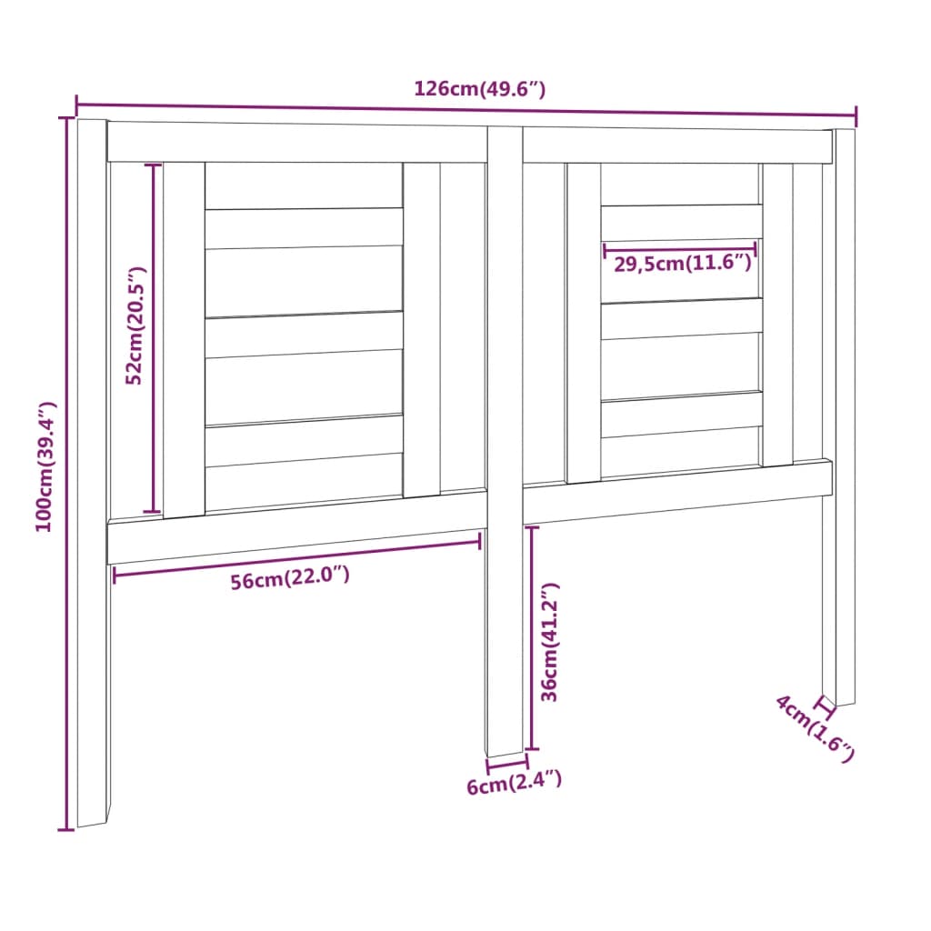 sengegærde 126x4x100 cm massivt fyrretræ hvid