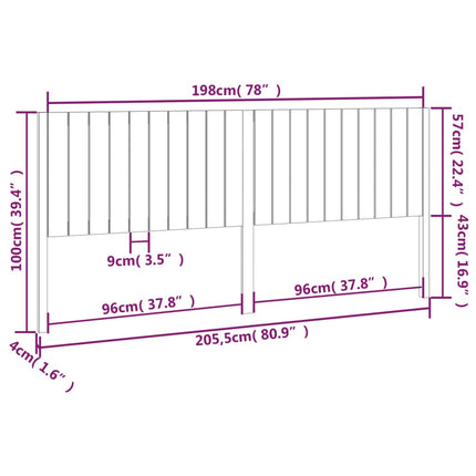 sengegærde 205,5x4x100 cm massivt fyrretræ sort