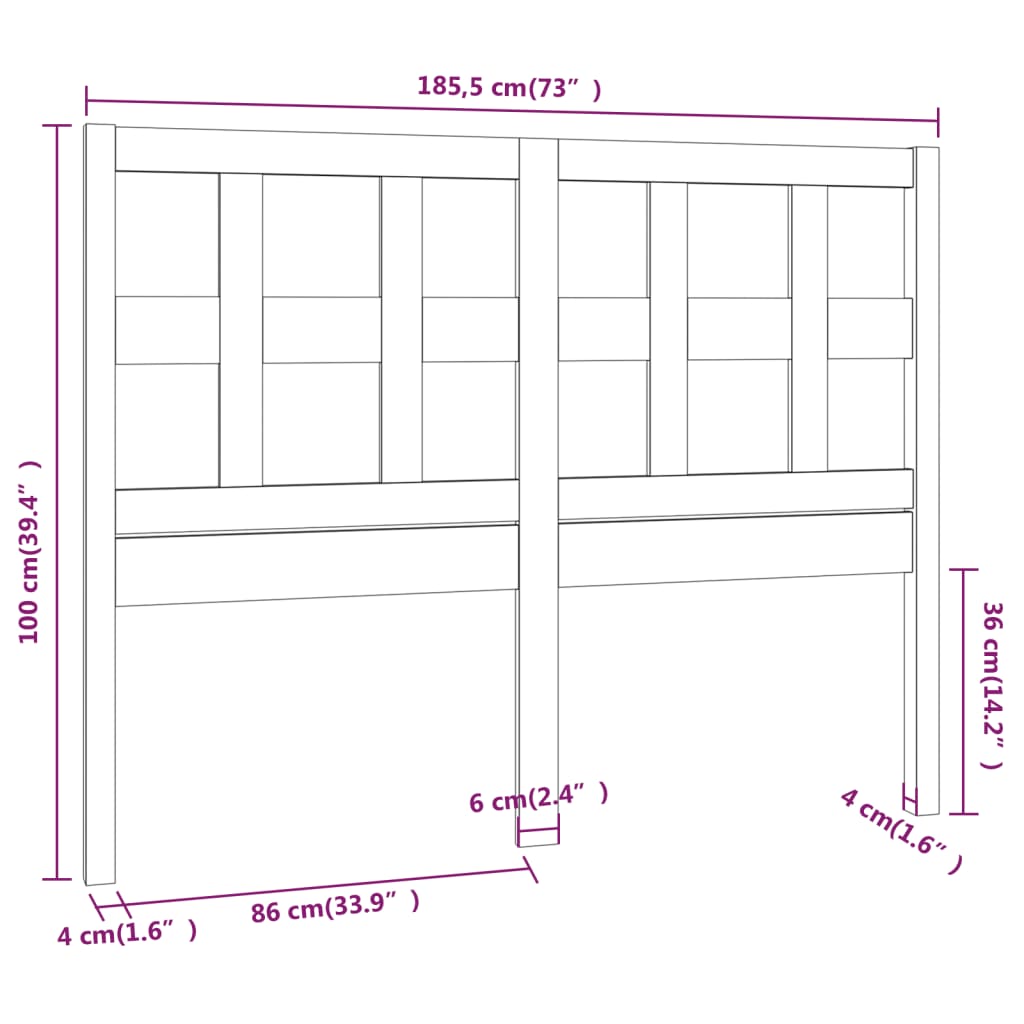 sengegærde 185,5x4x100 cm massivt fyrretræ gyldenbrun