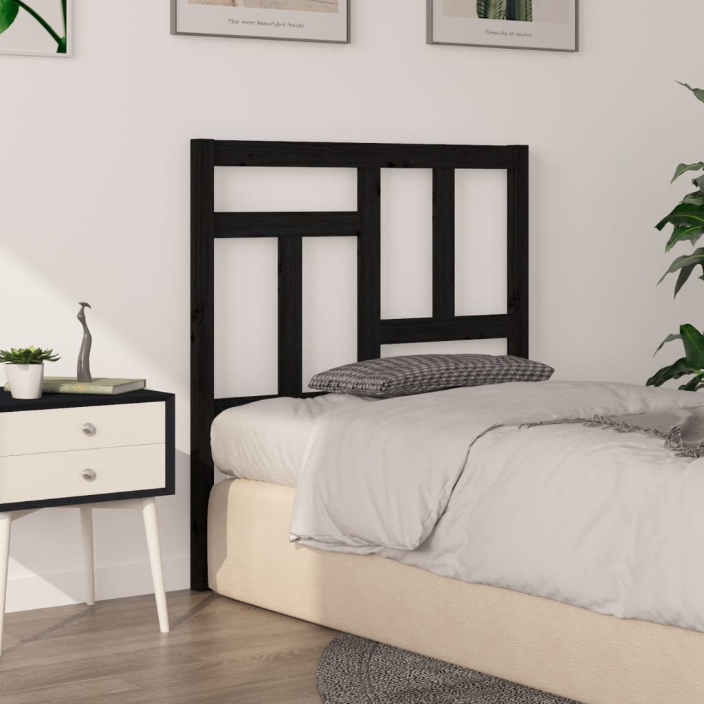 sengegærde 95,5x4x100 cm massivt fyrretræ sort