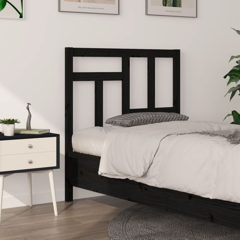 sengegærde 95,5x4x100 cm massivt fyrretræ sort