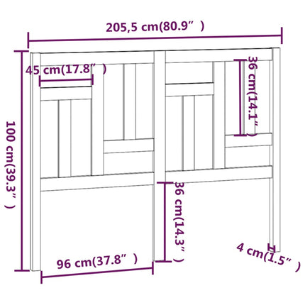 sengegærde 205,5x4x100 cm massivt fyrretræ grå