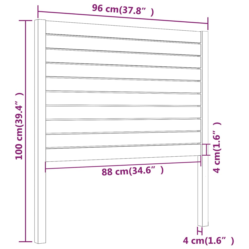 sengegærde 96x4x100 cm massivt fyrretræ sort