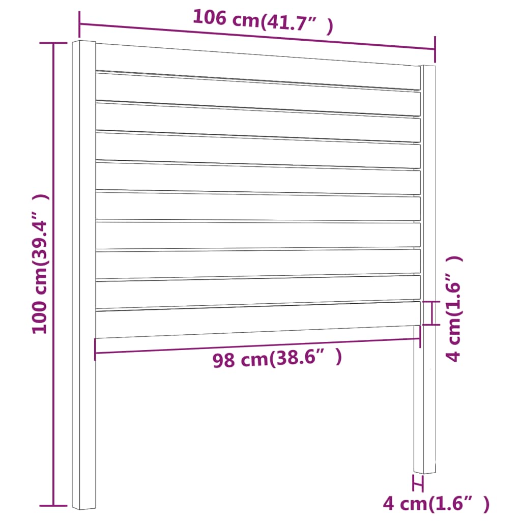 sengegærde 106x4x100 cm massivt fyrretræ gyldenbrun
