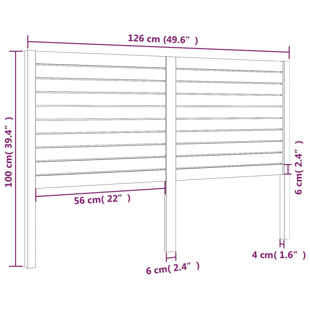 sengegærde 126x4x100 cm massivt fyrretræ