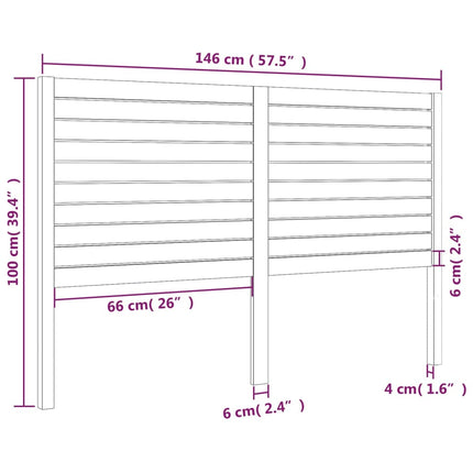sengegærde 146x4x100 cm massivt fyrretræ sort
