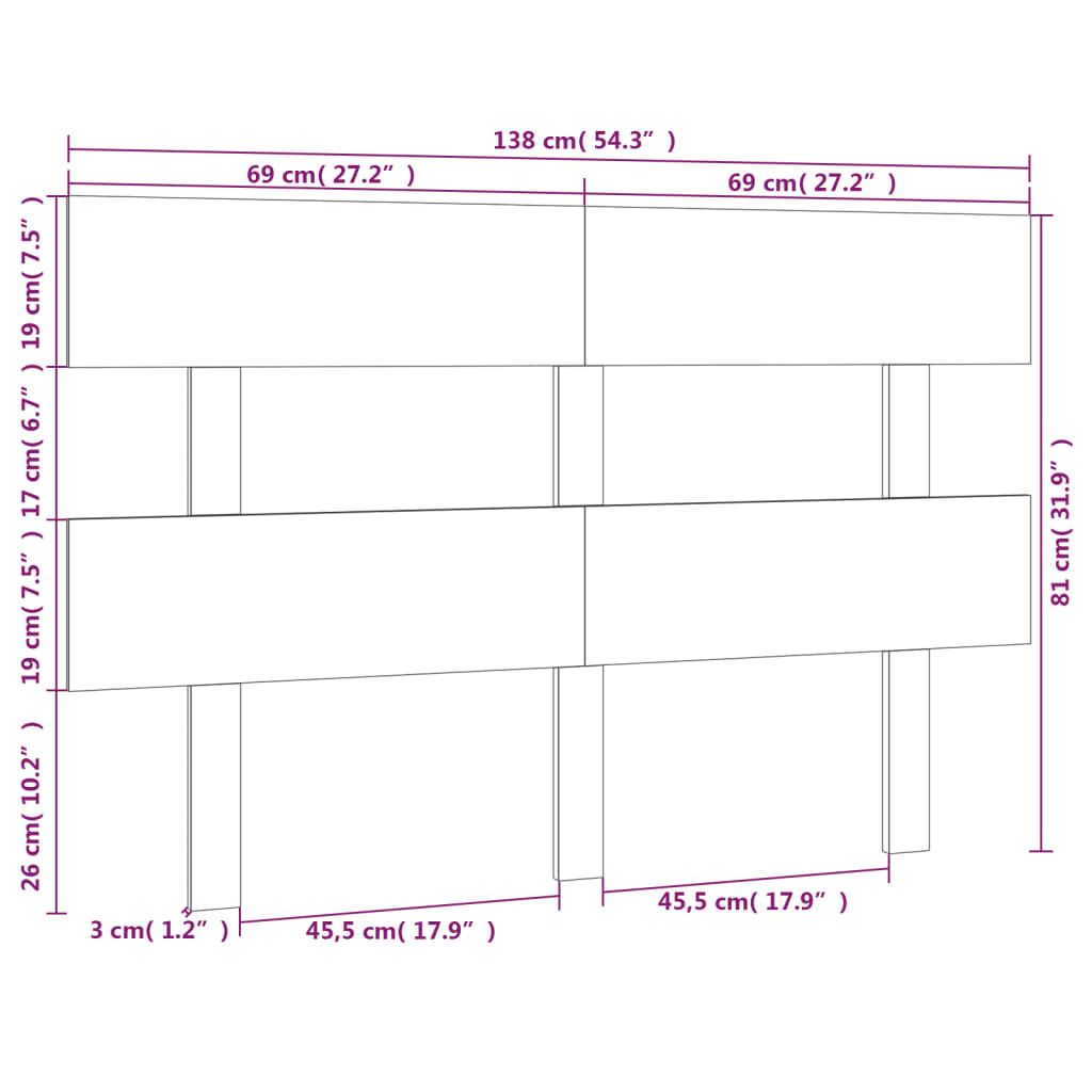 sengegærde 138x3x81 cm massivt fyrretræ sort