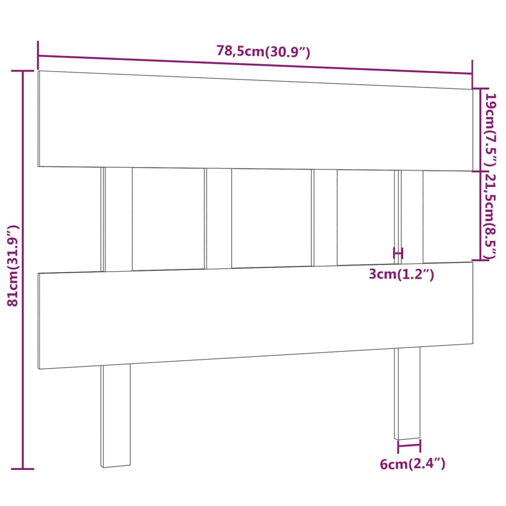 sengegærde 78,5x3x81 cm massivt fyrretræ sort