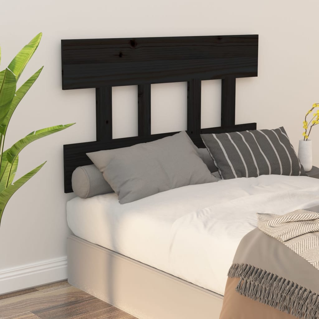 sengegærde 78,5x3x81 cm massivt fyrretræ sort