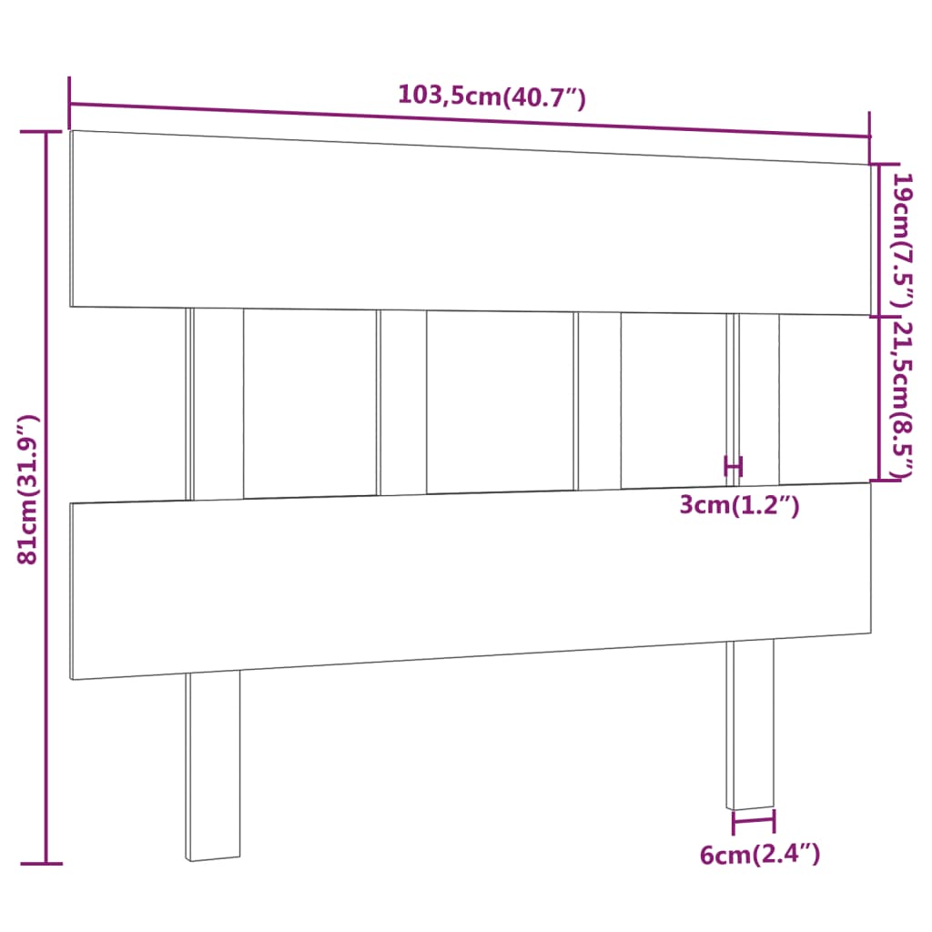 sengegærde 103,5x3x81 cm massivt fyrretræ grå