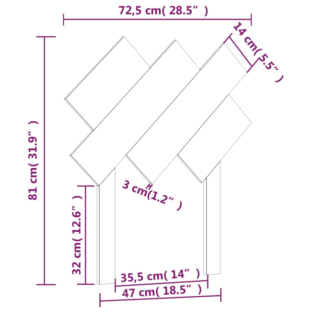 sengegærde 72,5x3x81 cm massivt fyrretræ gyldenbrun