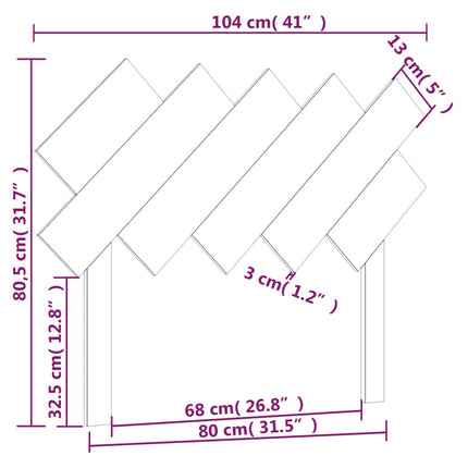 sengegærde 104x3x80,5 cm massivt fyrretræ sort