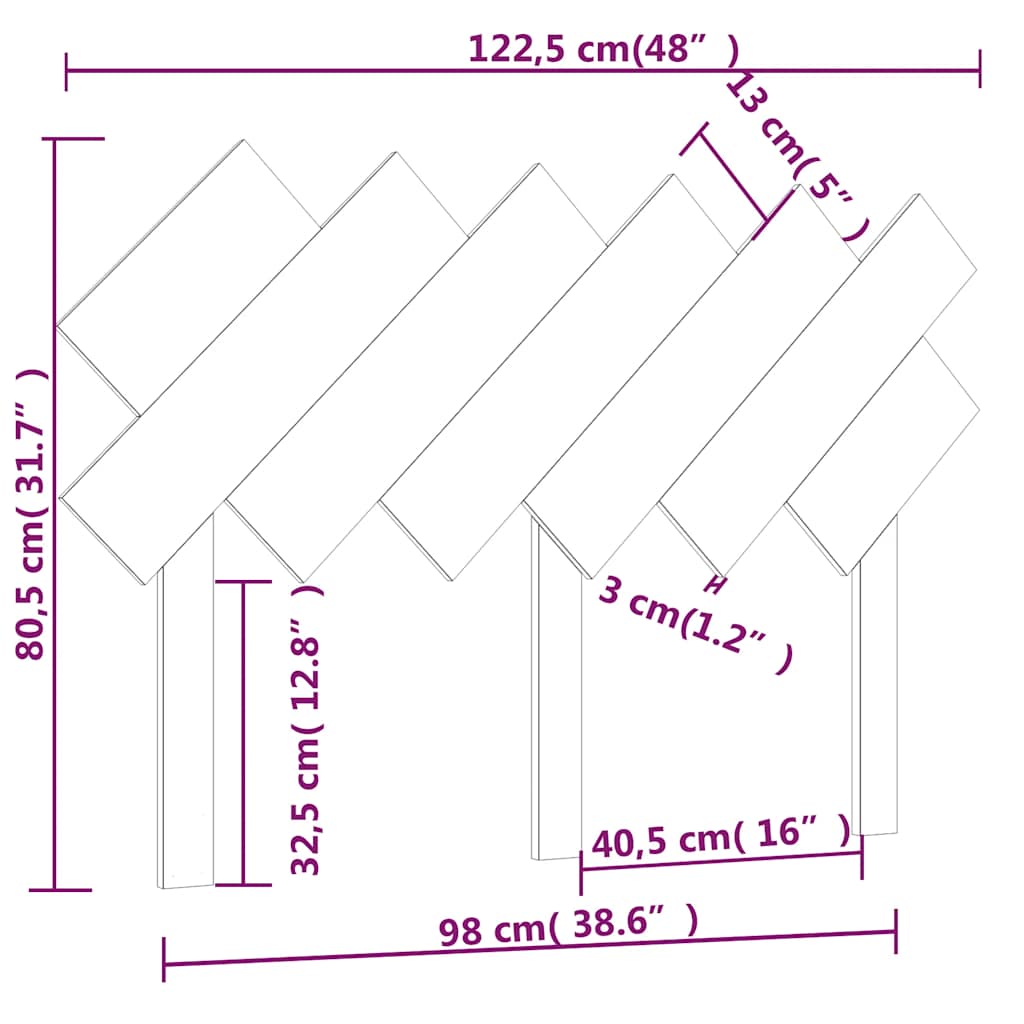 sengegærde 122,5x3x80,5 cm massivt fyrretræ grå