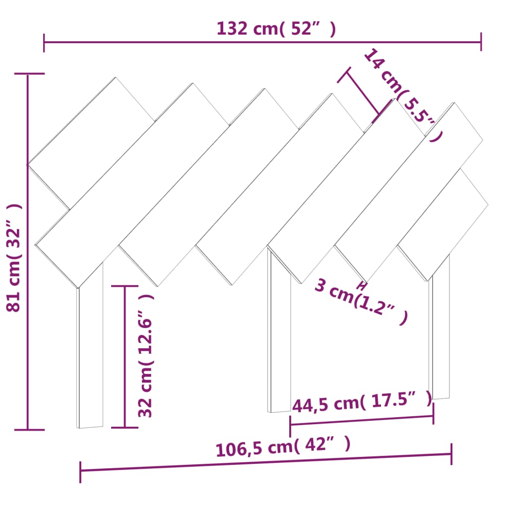 sengegærde 132x3x81 cm massivt fyrretræ gyldenbrun