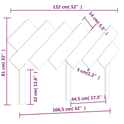 sengegærde 132x3x81 cm massivt fyrretræ sort