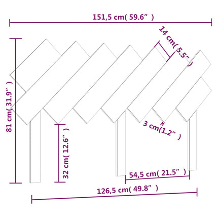 sengegavl 151,5x3x81 cm massivt fyrretræ gyldenbrun