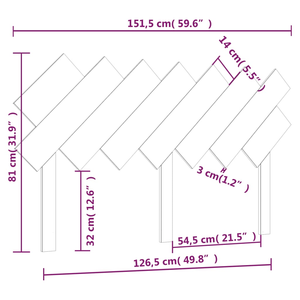 sengegavl 151,5x3x81 cm massivt fyrretræ gyldenbrun