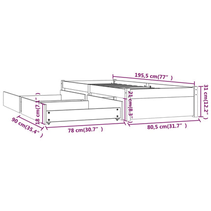 sengeramme med skuffer 75x190 cm Small Single