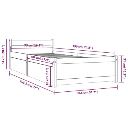 sengeramme med skuffer 75x190 cm Small Single