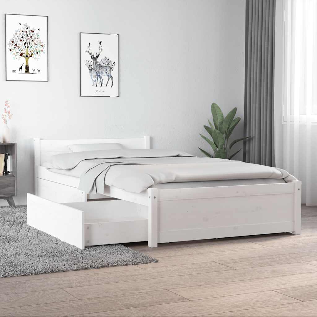 sengeramme med skuffer 90x190 cm single hvid