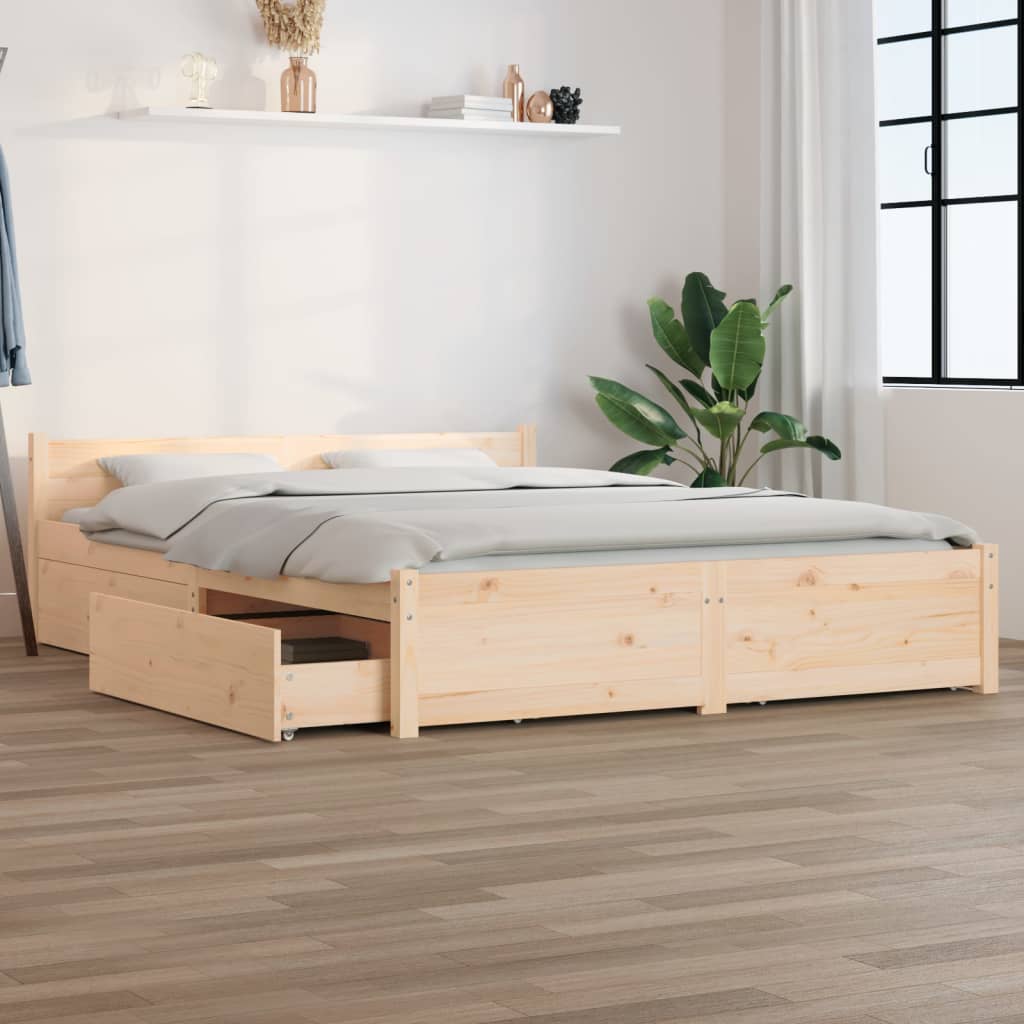 sengeramme med skuffer 135x190 cm dobbelt