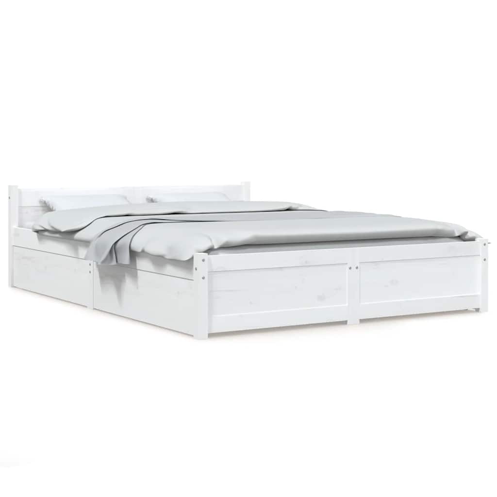 sengeramme med skuffer 135x190 cm dobbelt hvid